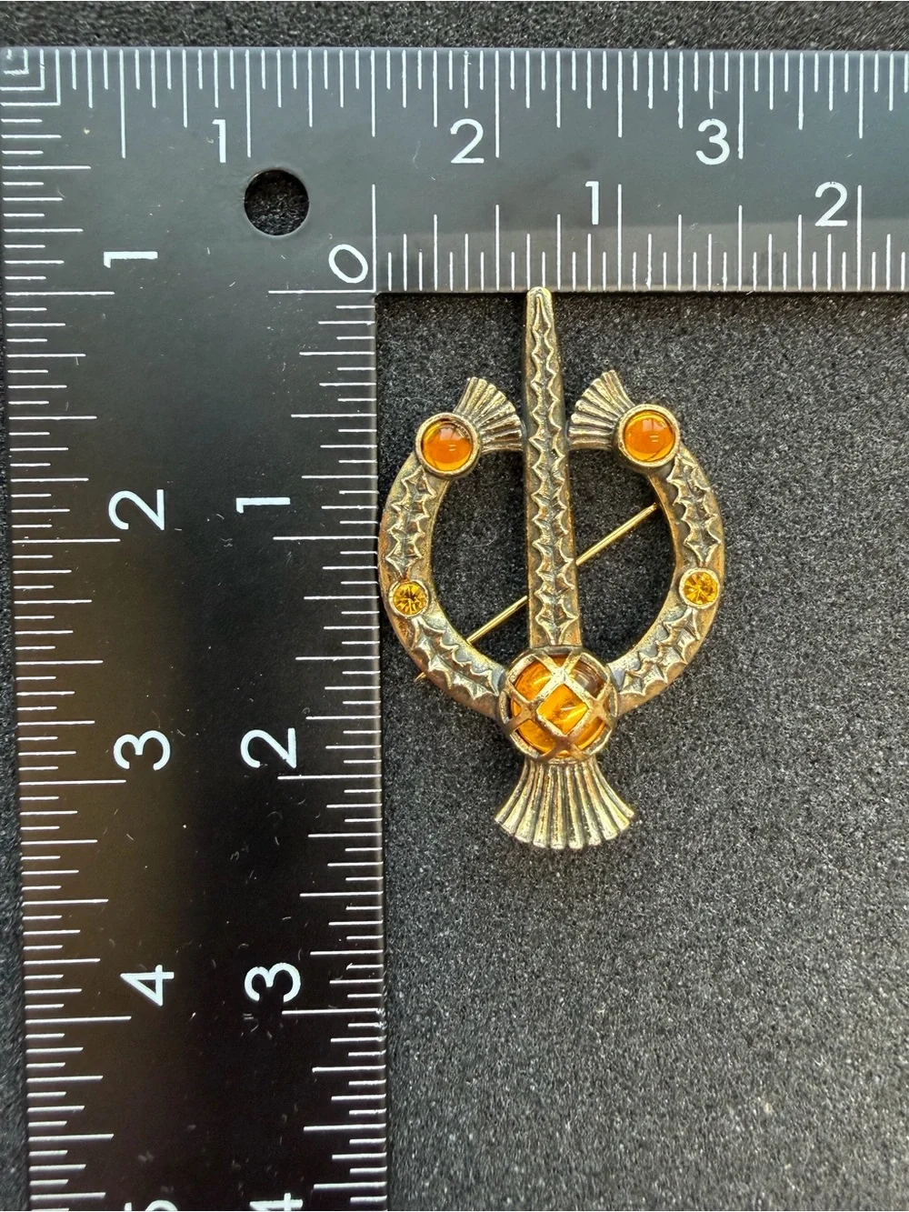 Vintage Miracle Scottish Thistle Brooch with Crystal Stones